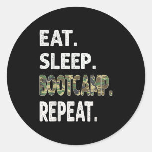 Grappige Camo Eten Slapen Bootcamp Herhalen Camouf Ronde Sticker