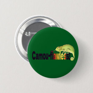 Grappige Camo-foutloze Kameleon Woordspeling Ronde Button 5,7 Cm