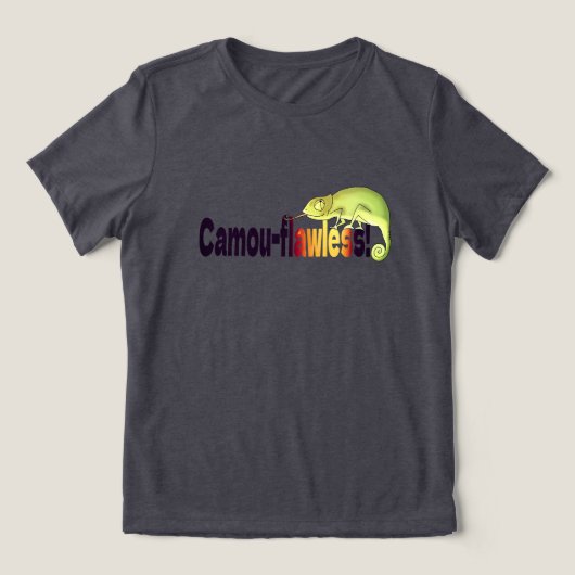 Grappige Camo-foutloze Kameleon Woordspeling Tri-Blend Shirt (Design voorkant)