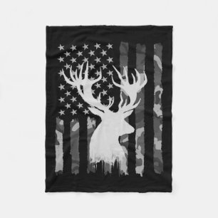 Grappige camouflage Amerikaanse vlag Whitetail Buc Fleece Deken