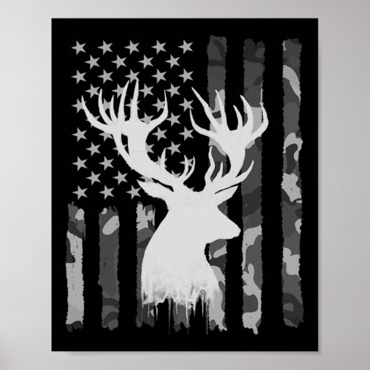Grappige camouflage Amerikaanse vlag Whitetail Buc Poster (Voorkant)