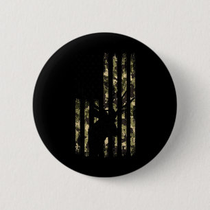 Grappige camouflage Amerikaanse vlag Whitetail Buc Ronde Button 5,7 Cm