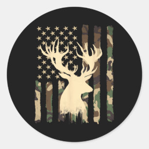Grappige camouflage Amerikaanse vlag Whitetail Buc Ronde Sticker