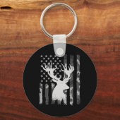 Grappige camouflage Amerikaanse vlag Whitetail Buc Sleutelhanger (Voorkant)