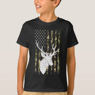 Grappige camouflage Amerikaanse vlag Whitetail Buc T-shirt