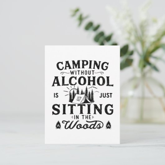 Grappige camper slogan camping drink gezegden briefkaart (Staand voorkant)