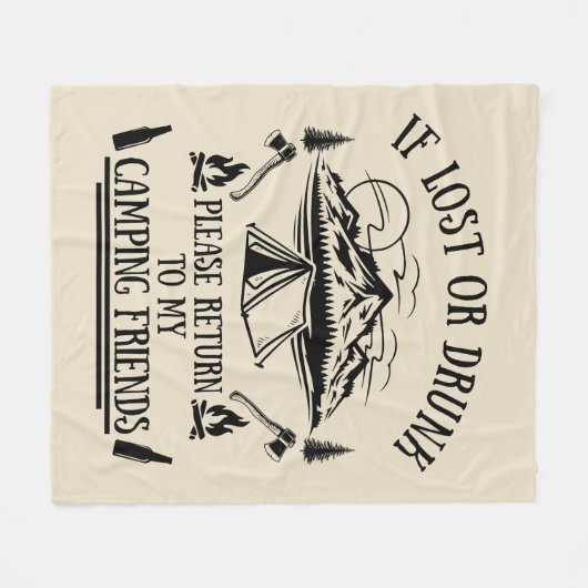 Grappige camper slogan camping drink gezegden fleece deken (Voorkant (Horizontaal))