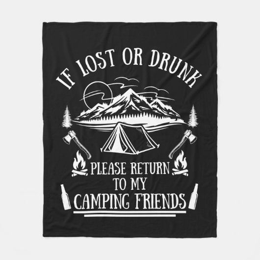 Grappige camper slogan camping drink gezegden fleece deken (Voorkant)