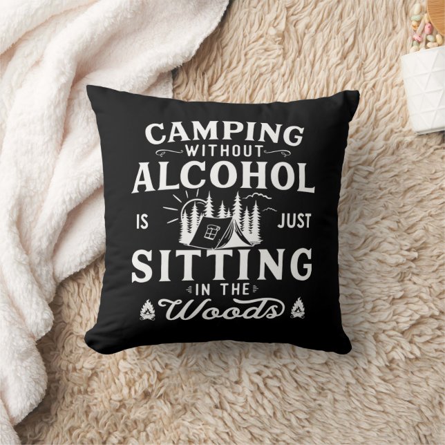 Grappige camper slogan camping drink gezegden kussen (Deken)