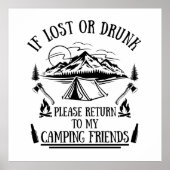 Grappige camper slogan camping drink gezegden poster (Voorkant)