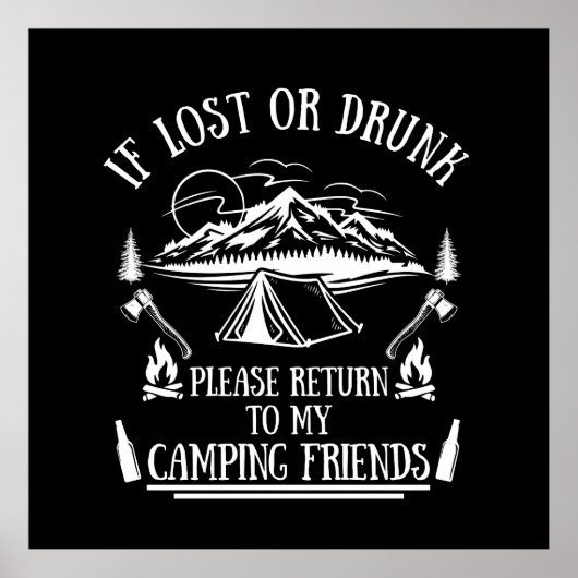 Grappige camper slogan camping drink gezegden poster (Voorkant)