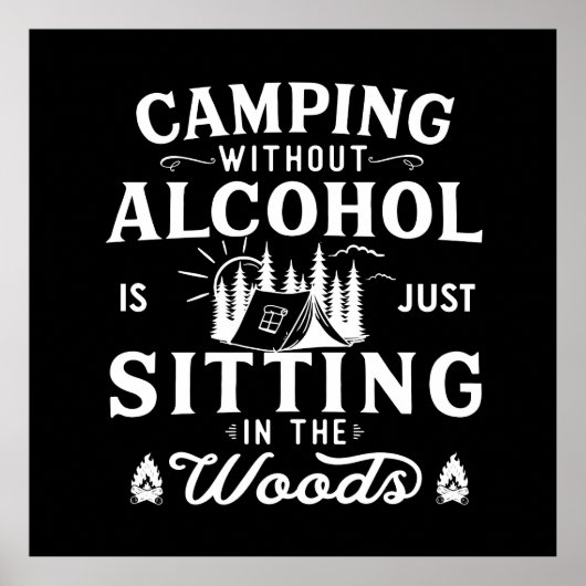 Grappige camper slogan camping drink gezegden poster (Voorkant)