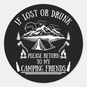 Grappige camper slogan camping drink gezegden ronde sticker