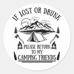 Grappige camper slogan camping drink gezegden ronde sticker