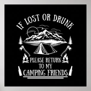Grappige camper slogan camping drinken spreuken poster