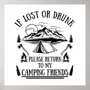 Grappige camper slogan camping drinken uitspraken poster