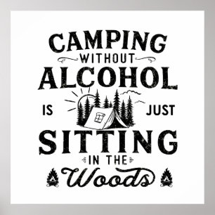 Grappige camper slogan camping drinken uitspraken poster