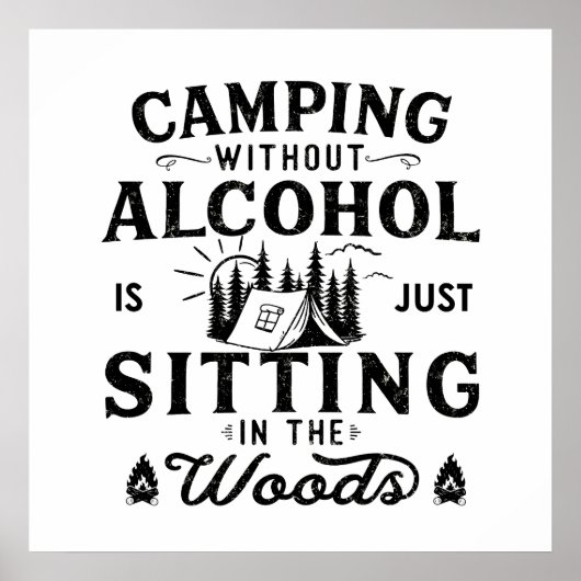 Grappige camper slogan camping drinken uitspraken poster (Voorkant)