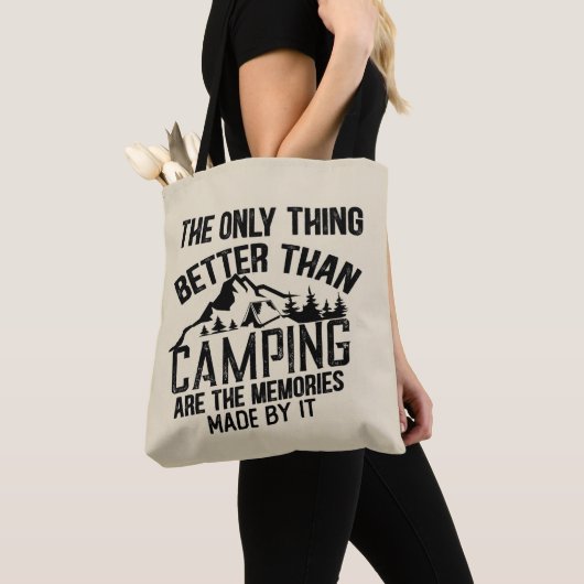 Grappige camper slogan zomer camping citaten tote bag (Dichtbij)