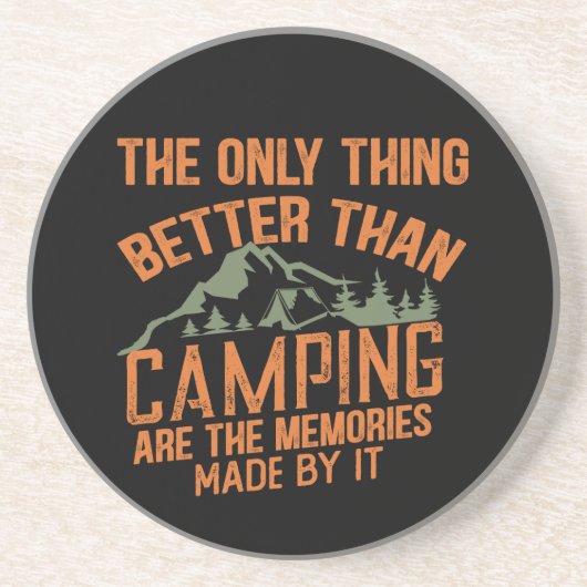 Grappige camper slogan zomer camping citaten zandsteen onderzetter (Voorkant)