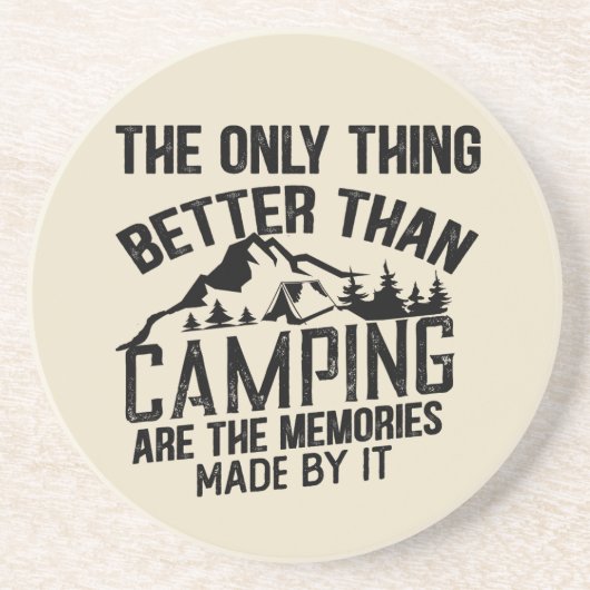 Grappige camper slogan zomer camping citaten zandsteen onderzetter (Voorkant)