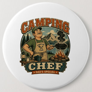 Grappige Camping Chef Pappa's Speciale Vintage Spe Ronde Button 6,0 Cm
