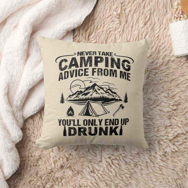 Grappige camping drink gezegden kussen (Deken)