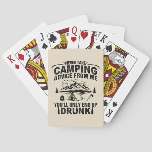 Grappige camping drink gezegden pokerkaarten (Achterkant)