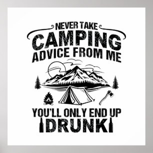 Grappige camping drink gezegden poster