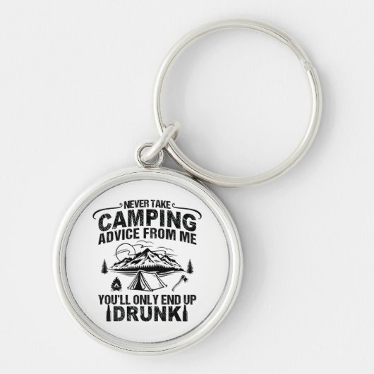 Grappige camping drink gezegden sleutelhanger (Voorkant)