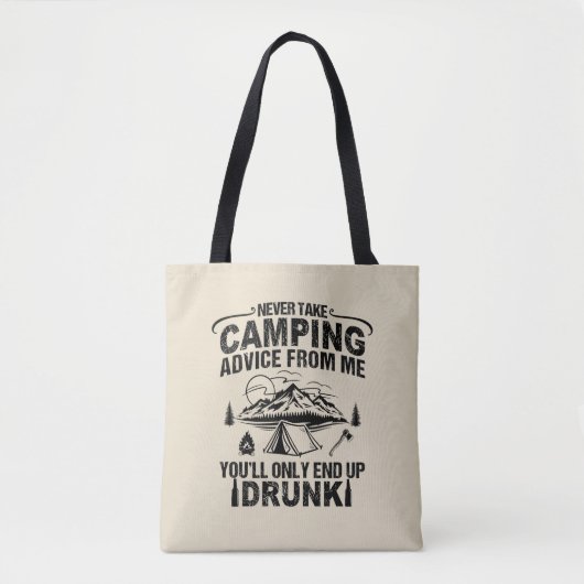 Grappige camping drink gezegden tote bag (Voorkant)