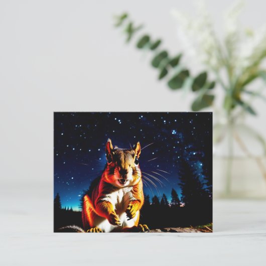 Grappige Camping Eekhoorn Schattig Dier Close-up N Briefkaart (Staand voorkant)