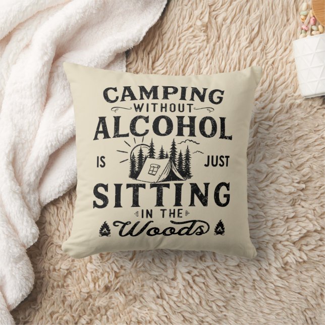 Grappige Camping en Drink spreuk Kussen (Deken)