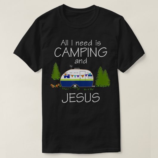 Grappige Camping en Jezus Kerstmis T-shirt (Design voorkant)