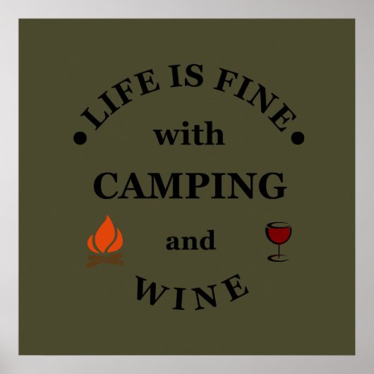 grappige camping- en wijnspreuk poster (Voorkant)
