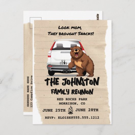 Grappige Camping Familie Reünie Uitnodiging met Be (Voorkant / Achterkant)