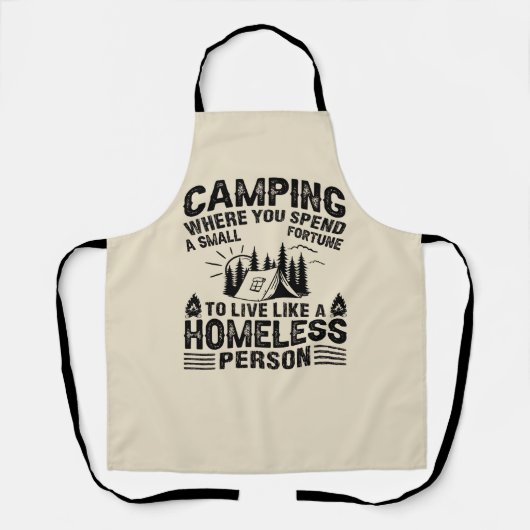 Grappige camping gezegden schort (Voorkant)