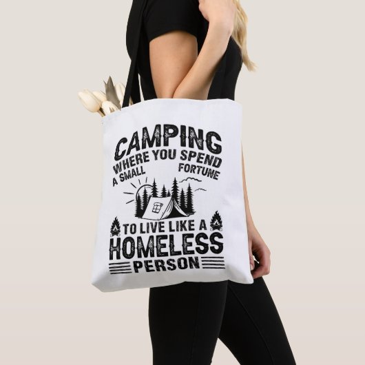 Grappige camping gezegden tote bag (Dichtbij)