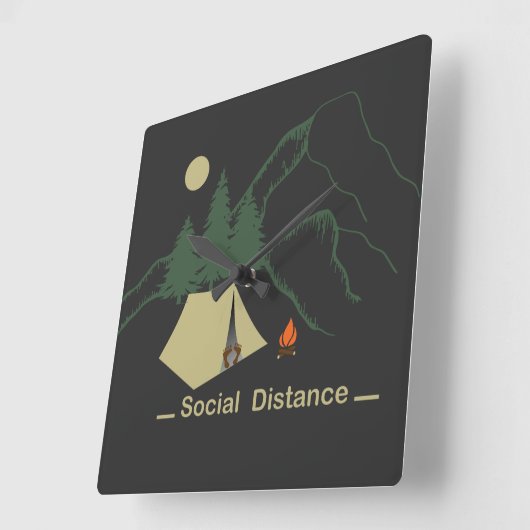 Grappige camping introvert vierkante klok (Hoek)