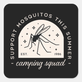 Grappige camping muggen zomer kamp vierkante sticker