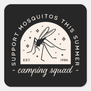 Grappige camping muggen zomer kamp vierkante sticker
