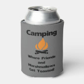 Grappige Camping Quote met Marshmallows en Vriende Blikjeskoeler (Blikje Voorkant)
