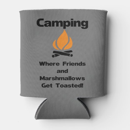 Grappige Camping Quote met Marshmallows en Vriende Blikjeskoeler (Voorkant)