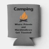 Grappige Camping Quote met Marshmallows en Vriende Blikjeskoeler (Achterkant)