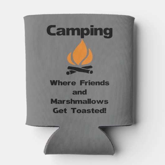 Grappige Camping Quote met Marshmallows en Vriende Blikjeskoeler (Achterkant)