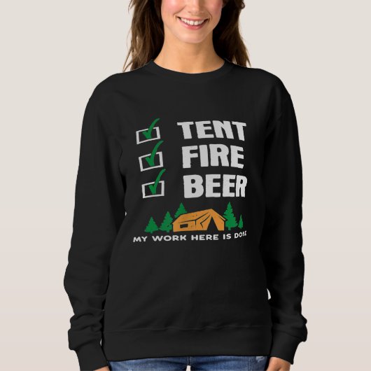 Grappige Camping Slogan Tent Fire Beer Checklist W Trui (Voorkant)