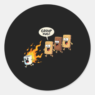 Grappige Camping Smores Groepsknuffel Cute S'mores Ronde Sticker