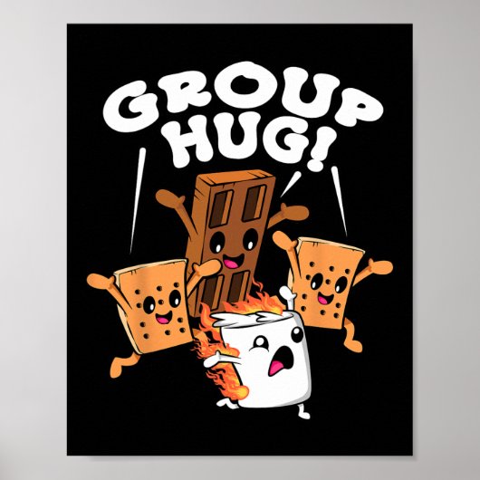 Grappige Camping S'mores Groepsknuffel Marshmallow Poster (Voorkant)