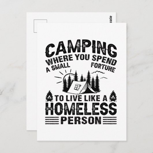 Grappige camping spreuken briefkaart (Voorkant / Achterkant)
