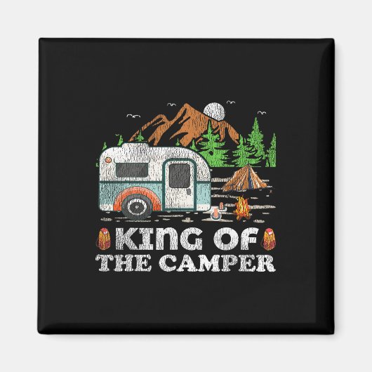 Grappige Camping T-shirt Koning Van De Camper Magneet (Voorkant)